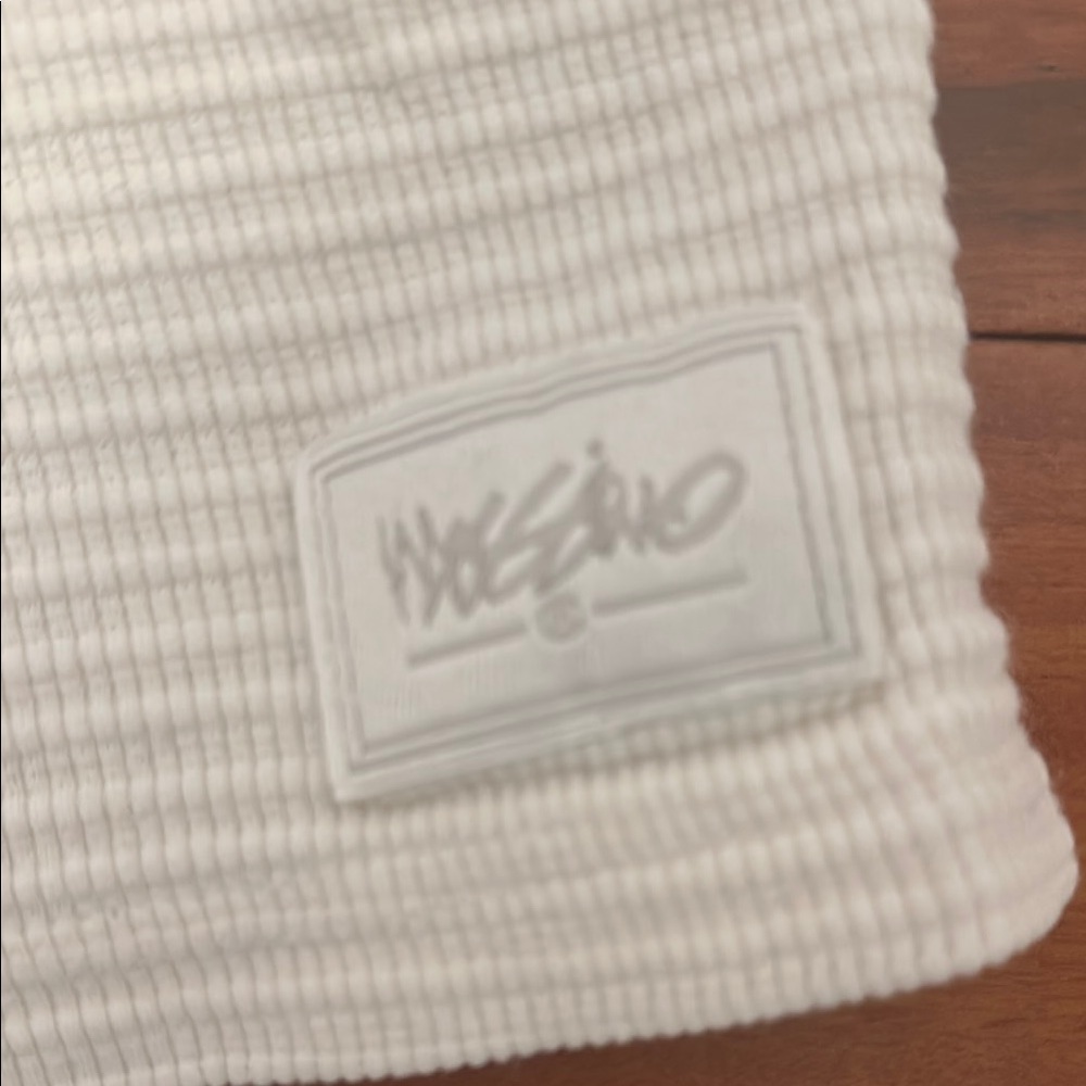 White Ribbed Apparel with Logo Patch - Picture 2 of 5